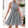 imageBTFBM Women 2025 Halter Neck Summer Dresses Casual Sleeveless Floral Polka Dot Print Ruffle Mini Boho Beach Sun DressFloral Print Blue