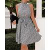 imageBTFBM Women 2025 Halter Neck Summer Dresses Casual Sleeveless Floral Polka Dot Print Ruffle Mini Boho Beach Sun DressFloral Print Blue