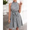 imageBTFBM Women 2025 Halter Neck Summer Dresses Casual Sleeveless Floral Polka Dot Print Ruffle Mini Boho Beach Sun DressFloral Print Blue