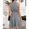imageBTFBM Women 2025 Halter Neck Summer Dresses Casual Sleeveless Floral Polka Dot Print Ruffle Mini Boho Beach Sun DressFloral Print Blue