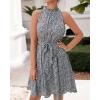 imageBTFBM Women 2025 Halter Neck Summer Dresses Casual Sleeveless Floral Polka Dot Print Ruffle Mini Boho Beach Sun DressFloral Print Blue