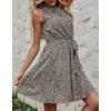 imageBTFBM Women 2025 Halter Neck Summer Dresses Casual Sleeveless Floral Polka Dot Print Ruffle Mini Boho Beach Sun DressFloral Print Dark Green