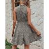 imageBTFBM Women 2025 Halter Neck Summer Dresses Casual Sleeveless Floral Polka Dot Print Ruffle Mini Boho Beach Sun DressFloral Print Dark Green