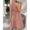imageBTFBM Women 2025 Halter Neck Summer Dresses Casual Sleeveless Floral Polka Dot Print Ruffle Mini Boho Beach Sun DressFloral Print Red
