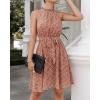 imageBTFBM Women 2025 Halter Neck Summer Dresses Casual Sleeveless Floral Polka Dot Print Ruffle Mini Boho Beach Sun DressFloral Print Red