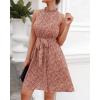 imageBTFBM Women 2025 Halter Neck Summer Dresses Casual Sleeveless Floral Polka Dot Print Ruffle Mini Boho Beach Sun DressFloral Print Red