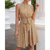 imageBTFBM Women 2025 Halter Neck Summer Dresses Casual Sleeveless Floral Polka Dot Print Ruffle Mini Boho Beach Sun DressFloral Print Yellow