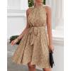 imageBTFBM Women 2025 Halter Neck Summer Dresses Casual Sleeveless Floral Polka Dot Print Ruffle Mini Boho Beach Sun DressFloral Print Yellow