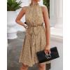 imageBTFBM Women 2025 Halter Neck Summer Dresses Casual Sleeveless Floral Polka Dot Print Ruffle Mini Boho Beach Sun DressFloral Print Yellow