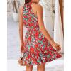 imageBTFBM Women 2025 Halter Neck Summer Dresses Casual Sleeveless Floral Polka Dot Print Ruffle Mini Boho Beach Sun DressFloral Red