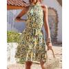 imageBTFBM Women 2025 Halter Neck Summer Dresses Casual Sleeveless Floral Polka Dot Print Ruffle Mini Boho Beach Sun DressFloral Yellow