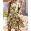 imageBTFBM Women 2025 Halter Neck Summer Dresses Casual Sleeveless Floral Polka Dot Print Ruffle Mini Boho Beach Sun DressFloral Yellow