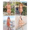 imageBTFBM Women 2025 Halter Neck Summer Dresses Casual Sleeveless Floral Polka Dot Print Ruffle Mini Boho Beach Sun DressOrangeWhite
