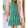 imageBTFBM Women 2025 Halter Neck Summer Dresses Casual Sleeveless Floral Polka Dot Print Ruffle Mini Boho Beach Sun DressPolka Dot Green
