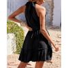 imageBTFBM Women 2025 Halter Neck Summer Dresses Casual Sleeveless Floral Polka Dot Print Ruffle Mini Boho Beach Sun DressSolid Black