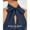 imageBTFBM Women 2025 Halter Neck Summer Dresses Casual Sleeveless Floral Polka Dot Print Ruffle Mini Boho Beach Sun DressSolid Dark Blue