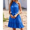 imageBTFBM Women 2025 Halter Neck Summer Dresses Casual Sleeveless Floral Polka Dot Print Ruffle Mini Boho Beach Sun DressSolid Royal Blue