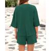 imageBTFBM Women Summer 2 Piece Outfits 2025 Matching Set Casual 34 Sleeve Tops Elastic Waist Shorts Lounge Sets With PocketGreen