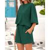imageBTFBM Women Summer 2 Piece Outfits 2025 Matching Set Casual 34 Sleeve Tops Elastic Waist Shorts Lounge Sets With PocketGreen