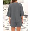 imageBTFBM Women Summer 2 Piece Outfits 2025 Matching Set Casual 34 Sleeve Tops Elastic Waist Shorts Lounge Sets With PocketGrey