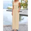 imageBTFBM Womens 2 Piece Outfits 2025 Summer V Neck Cap Sleeve Ruched Top and Wide Leg Pants Rib Knit Lounge Matching SetsApricot