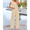 imageBTFBM Womens 2 Piece Outfits 2025 Summer V Neck Cap Sleeve Ruched Top and Wide Leg Pants Rib Knit Lounge Matching SetsApricot