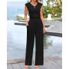 imageBTFBM Womens 2 Piece Outfits 2025 Summer V Neck Cap Sleeve Ruched Top and Wide Leg Pants Rib Knit Lounge Matching SetsBlack