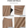 imageBTFBM Womens 2 Piece Outfits 2025 Summer V Neck Cap Sleeve Ruched Top and Wide Leg Pants Rib Knit Lounge Matching SetsKhaki