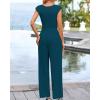 imageBTFBM Womens 2 Piece Outfits 2025 Summer V Neck Cap Sleeve Ruched Top and Wide Leg Pants Rib Knit Lounge Matching SetsLake Blue