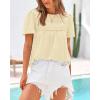 imageBTFBM Womens 2025 Summer Tops Swiss Dot Lace Crochet Crewneck Short Sleeves Casual Cute Shirts Boho BlousesApricot