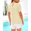 imageBTFBM Womens 2025 Summer Tops Swiss Dot Lace Crochet Crewneck Short Sleeves Casual Cute Shirts Boho BlousesApricot