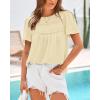 imageBTFBM Womens 2025 Summer Tops Swiss Dot Lace Crochet Crewneck Short Sleeves Casual Cute Shirts Boho BlousesApricot