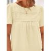 imageBTFBM Womens 2025 Summer Tops Swiss Dot Lace Crochet Crewneck Short Sleeves Casual Cute Shirts Boho BlousesApricot