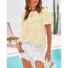 imageBTFBM Womens 2025 Summer Tops Swiss Dot Lace Crochet Crewneck Short Sleeves Casual Cute Shirts Boho BlousesApricot