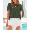 imageBTFBM Womens 2025 Summer Tops Swiss Dot Lace Crochet Crewneck Short Sleeves Casual Cute Shirts Boho BlousesArmy Green