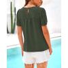 imageBTFBM Womens 2025 Summer Tops Swiss Dot Lace Crochet Crewneck Short Sleeves Casual Cute Shirts Boho BlousesArmy Green