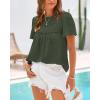 imageBTFBM Womens 2025 Summer Tops Swiss Dot Lace Crochet Crewneck Short Sleeves Casual Cute Shirts Boho BlousesArmy Green