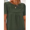 imageBTFBM Womens 2025 Summer Tops Swiss Dot Lace Crochet Crewneck Short Sleeves Casual Cute Shirts Boho BlousesArmy Green
