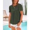 imageBTFBM Womens 2025 Summer Tops Swiss Dot Lace Crochet Crewneck Short Sleeves Casual Cute Shirts Boho BlousesArmy Green