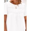 imageBTFBM Womens 2025 Summer Tops Swiss Dot Lace Crochet Crewneck Short Sleeves Casual Cute Shirts Boho BlousesBeige White