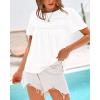 imageBTFBM Womens 2025 Summer Tops Swiss Dot Lace Crochet Crewneck Short Sleeves Casual Cute Shirts Boho BlousesBeige White