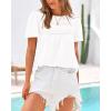 imageBTFBM Womens 2025 Summer Tops Swiss Dot Lace Crochet Crewneck Short Sleeves Casual Cute Shirts Boho BlousesBeige White