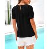 imageBTFBM Womens 2025 Summer Tops Swiss Dot Lace Crochet Crewneck Short Sleeves Casual Cute Shirts Boho BlousesBlack