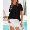 imageBTFBM Womens 2025 Summer Tops Swiss Dot Lace Crochet Crewneck Short Sleeves Casual Cute Shirts Boho BlousesBlack