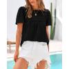 imageBTFBM Womens 2025 Summer Tops Swiss Dot Lace Crochet Crewneck Short Sleeves Casual Cute Shirts Boho BlousesBlack