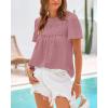imageBTFBM Womens 2025 Summer Tops Swiss Dot Lace Crochet Crewneck Short Sleeves Casual Cute Shirts Boho BlousesDusty Pink