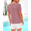 imageBTFBM Womens 2025 Summer Tops Swiss Dot Lace Crochet Crewneck Short Sleeves Casual Cute Shirts Boho BlousesDusty Pink
