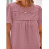 imageBTFBM Womens 2025 Summer Tops Swiss Dot Lace Crochet Crewneck Short Sleeves Casual Cute Shirts Boho BlousesDusty Pink