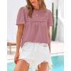 imageBTFBM Womens 2025 Summer Tops Swiss Dot Lace Crochet Crewneck Short Sleeves Casual Cute Shirts Boho BlousesDusty Pink