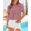 imageBTFBM Womens 2025 Summer Tops Swiss Dot Lace Crochet Crewneck Short Sleeves Casual Cute Shirts Boho BlousesDusty Pink